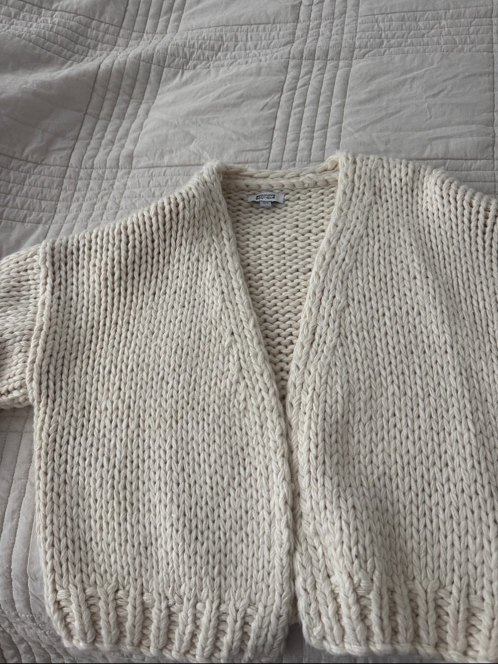 Chunky Cream Open Front Women's Sweater Cardigan